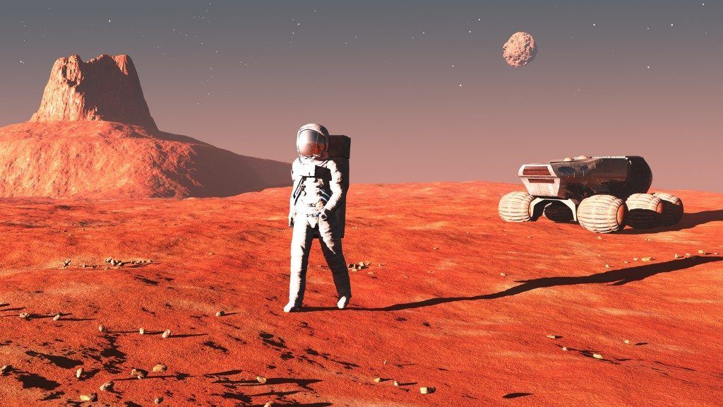 Fotomontaje de astronuta en Marte Isaac Asimov